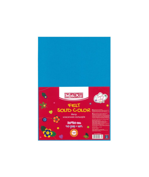 Fetru, 20x30cm, 180g/m2, albastru deschis, 10 foi, MAXI